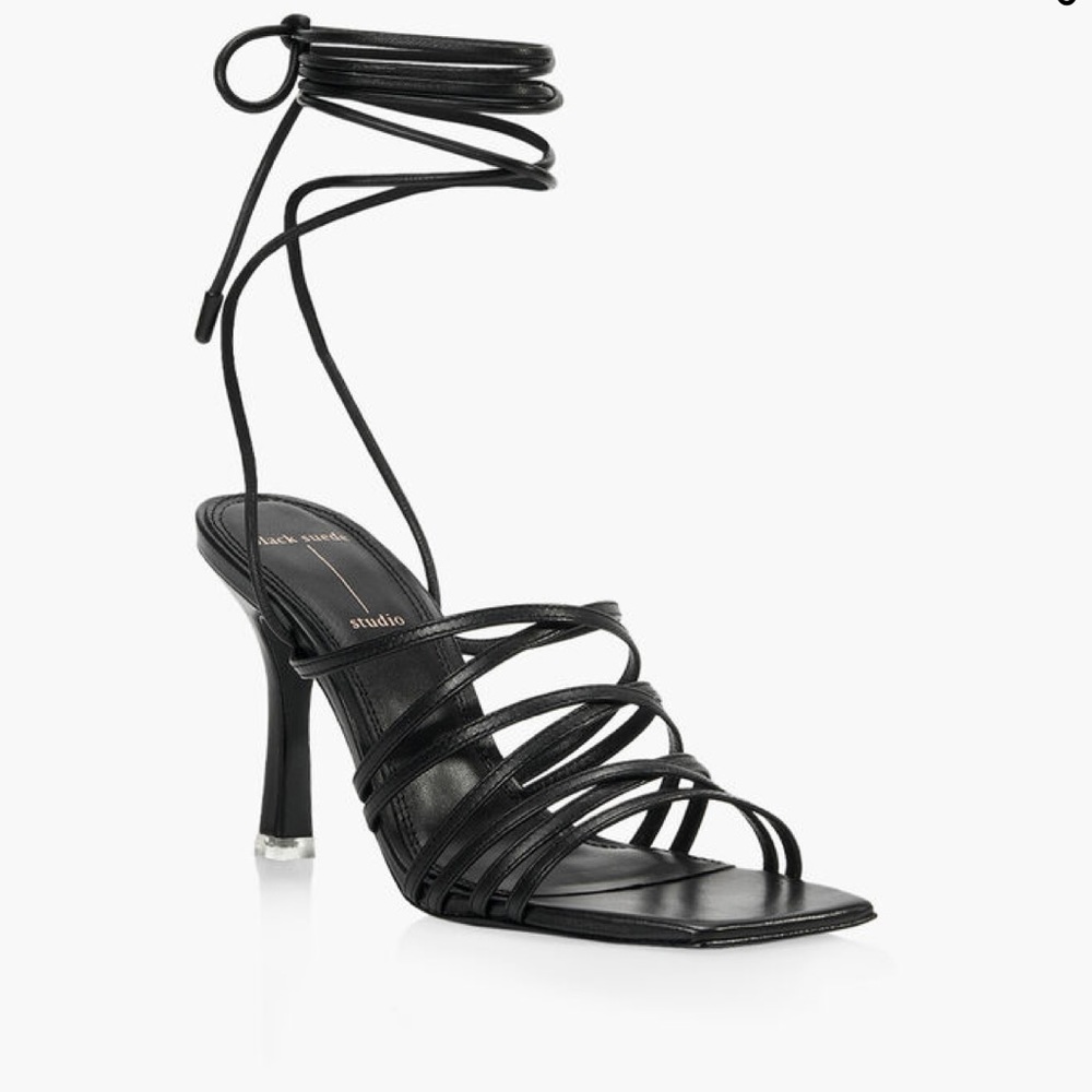 Black leather heels